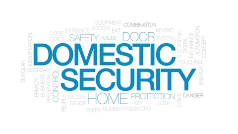 Domestic security animated word cloud, text design animation. Kinetic Stock Footage 77448592