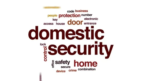Domestic security animated word cloud, text design animation. Stock Footage 77558376