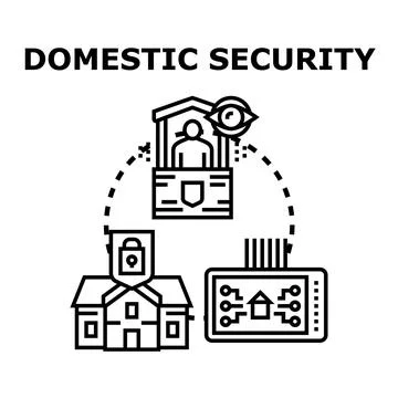 Domestic security system guarding home smart technology Stock Illustration