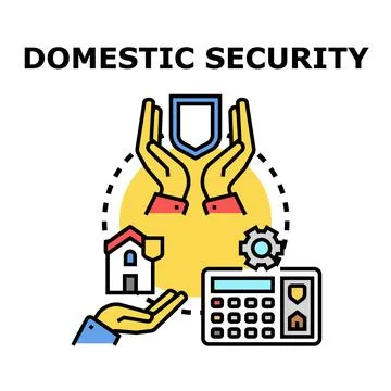 Domestic security system protecting home property access control Stock Illustration