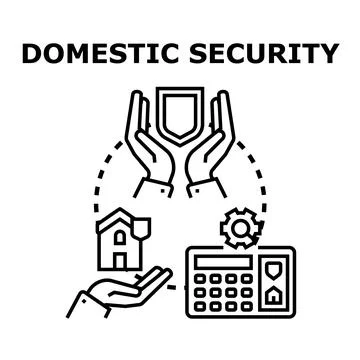 Domestic security system protecting home property access control Stock Illustration