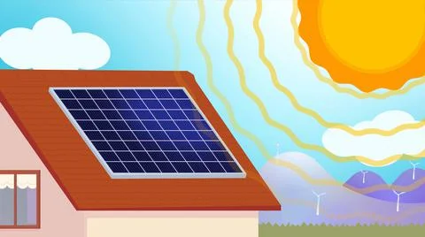 Domestic Solar Panel Stock Illustration