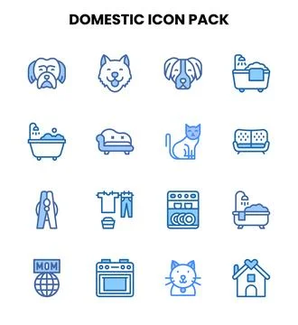 Domestic Two Colour Vector Icons Pack Stock Illustration