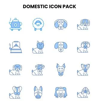 Domestic Two Colour Vector Icons Pack Stock Illustration