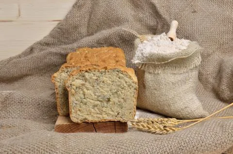 Domestic Whole Grain Bread Cut into Slices Stock Photos