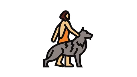 Domestication animals human evolution color icon animation Stock Footage 326097312