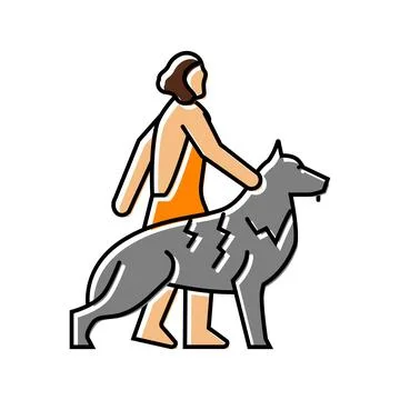 Domestication animals human evolution color icon vector illustration Stock Illustration
