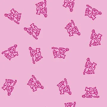 Domestication animals human evolution line seamless pattern Illustrazione stock