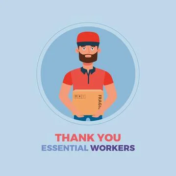 Domiciliary thanks essential workers Stock Illustration