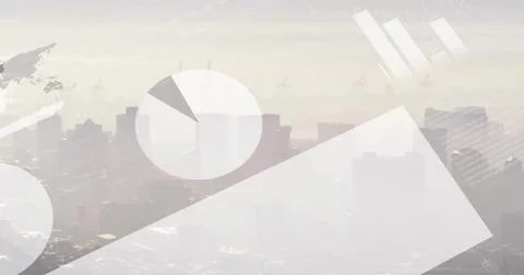 Dominating translucent diagonal trapezoid overlay merging with urban port Foto stock