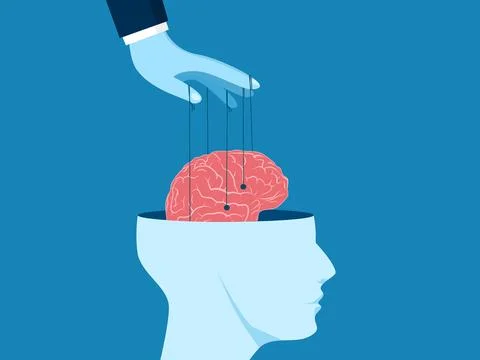 Domination of thoughts. powerful are controlling the human brain Stock Illustration