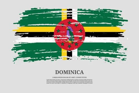 Dominica flag with brush stroke effect and information text poster, vector Illustrazione stock