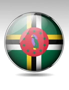 Dominica flag button Stock Illustration