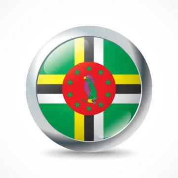 Dominica flag button Stock Illustration