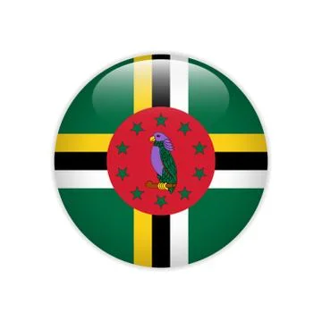 Dominica flag on button 스톡 일러스트