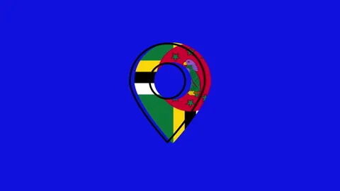 Dominica flag inside gps pointer on blue background Stock Footage 321721769