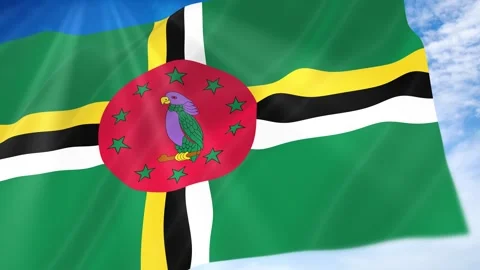Dominica Flag Seamless Loop 4k 60fps on Sky Background Stock Footage 341672602