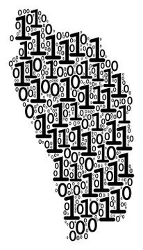 Dominica Island Map Mosaic of Binary Digits 库存插图