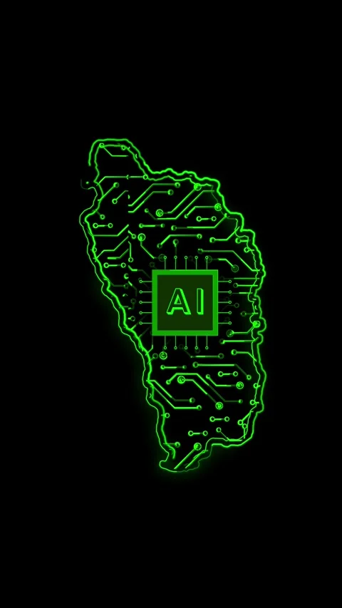 Dominica Map AI Chipset Technology Opener Stock Footage 337171452