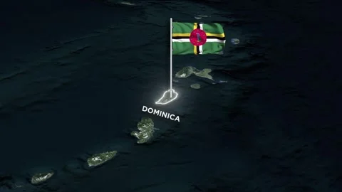 Dominica Map Animation, 3D Waving Dominica Flag and Glowing Border on World Map Video stock 333207242