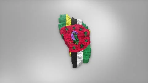 Dominica Map with Flag Intro Background Stock Footage 315164091