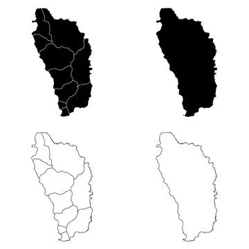 Dominica Outline and Solid Fill Map Set. Stock Illustration