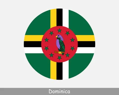 Dominica Round Flag Stock Illustration