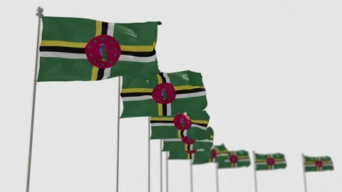 Dominica Row Of Flags Animation Include Alpha Channel  Video stock 163061148