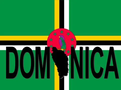 Dominica text with map Stock Illustration