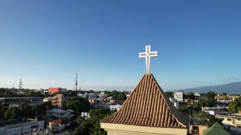 Dominican Bell tower view from drone Stock Footage 255096281
