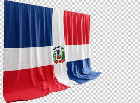 Dominican Flag Curtain in 3D Rendering Reflecting Dominican Unity Stock Illustration