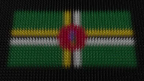 Dominican Flag Light Shining on Scrolling Bullets Stock Footage 302555978