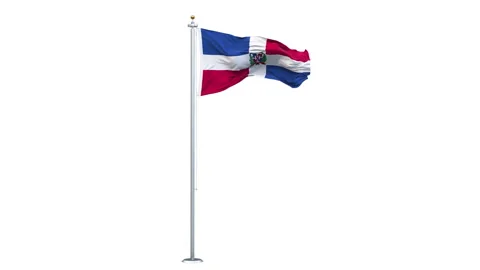 Dominican flag waving looping with transparent background. Video stock 312871069