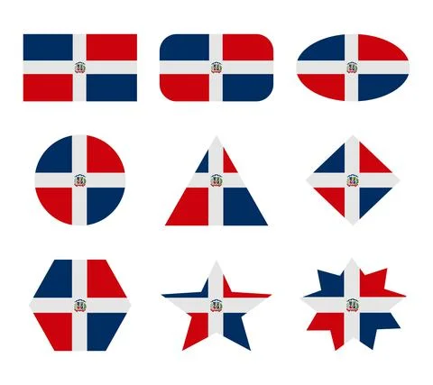 Dominican rep set of flags with geometric shapes イラスト素材