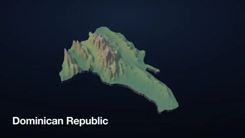 Dominican Republic 3D elevation relief map Vídeos de archivo 340608553