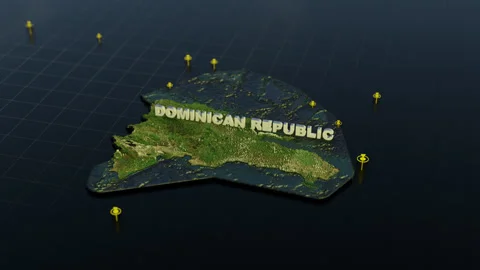Dominican Republic 3D Map With Animation Stock Footage 305187421