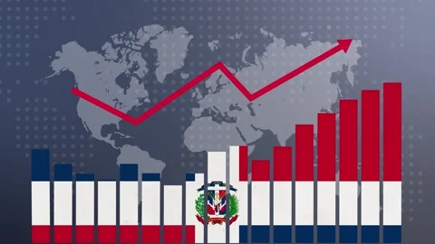 Dominican Republic bar chart graph with ups and downs, increasing values, c.. Stock Footage 278735859