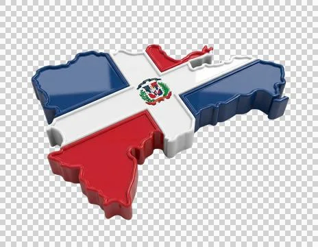 Dominican republic flag 3d map icon isolated on transparent background for .. Stock Illustration