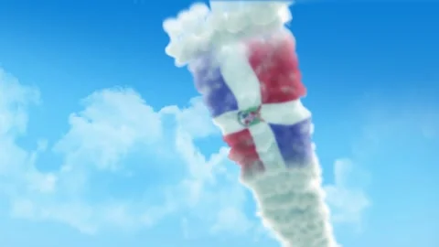 Dominican Republic Flag 3D Render Animation Created with Colored Smoke Trail Vídeo Stock 332306044