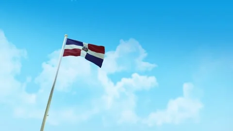 Dominican Republic Flag 3D Render Animation with Fighter Jets Formation in B Video stock 333224101