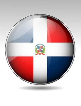 Dominican republic flag button Stock Illustration