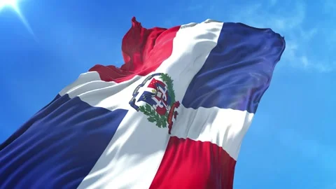 Dominican Republic Flag Low Angle View Stock Footage 295689530