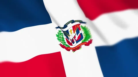 Dominican Republic Flag Seamless Loop 4k 60fps on Sky Background Stock Footage 340350125