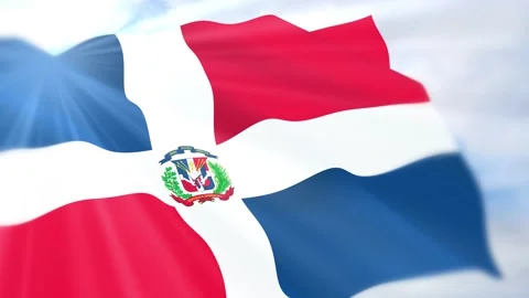 Dominican Republic Flag Seamless Loop 4k 60fps on Sky Background Stock Footage 340624127