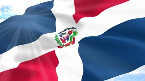Dominican Republic Flag Seamless Loop 4k 60fps on Sky Background Stock Footage 341569493