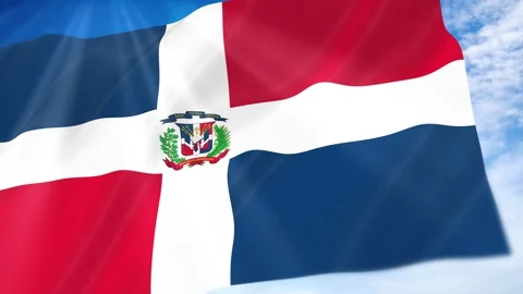 Dominican Republic Flag Seamless Loop 4k 60fps on Sky Background Stock Footage 341672655