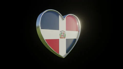 Dominican Republic Flag in the Shape of 3D Heart. Stock Footage 134598722