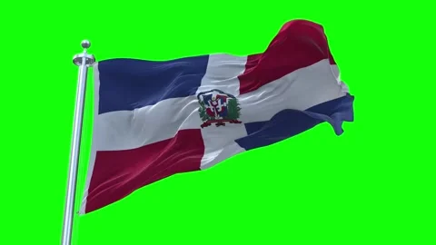 Dominican Republic Flag Waving in Loopable and Textured green screen background Stock Footage 296876612