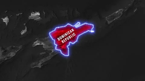 Dominican Republic highlighted with glowing effect and flag in motion video 動画素材 344957644