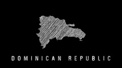 Dominican republic map appearing with scribble effect on black background Stock Footage 315568929
